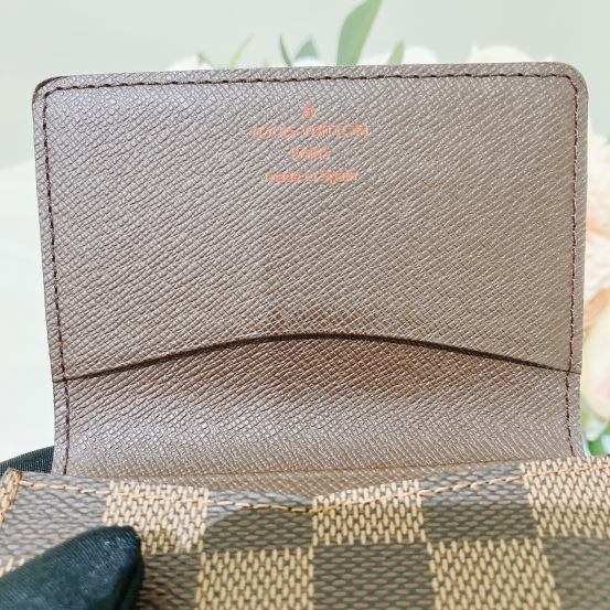 Louis Vuitton Damier Ebene Pattern Leather Card Holder - Brown