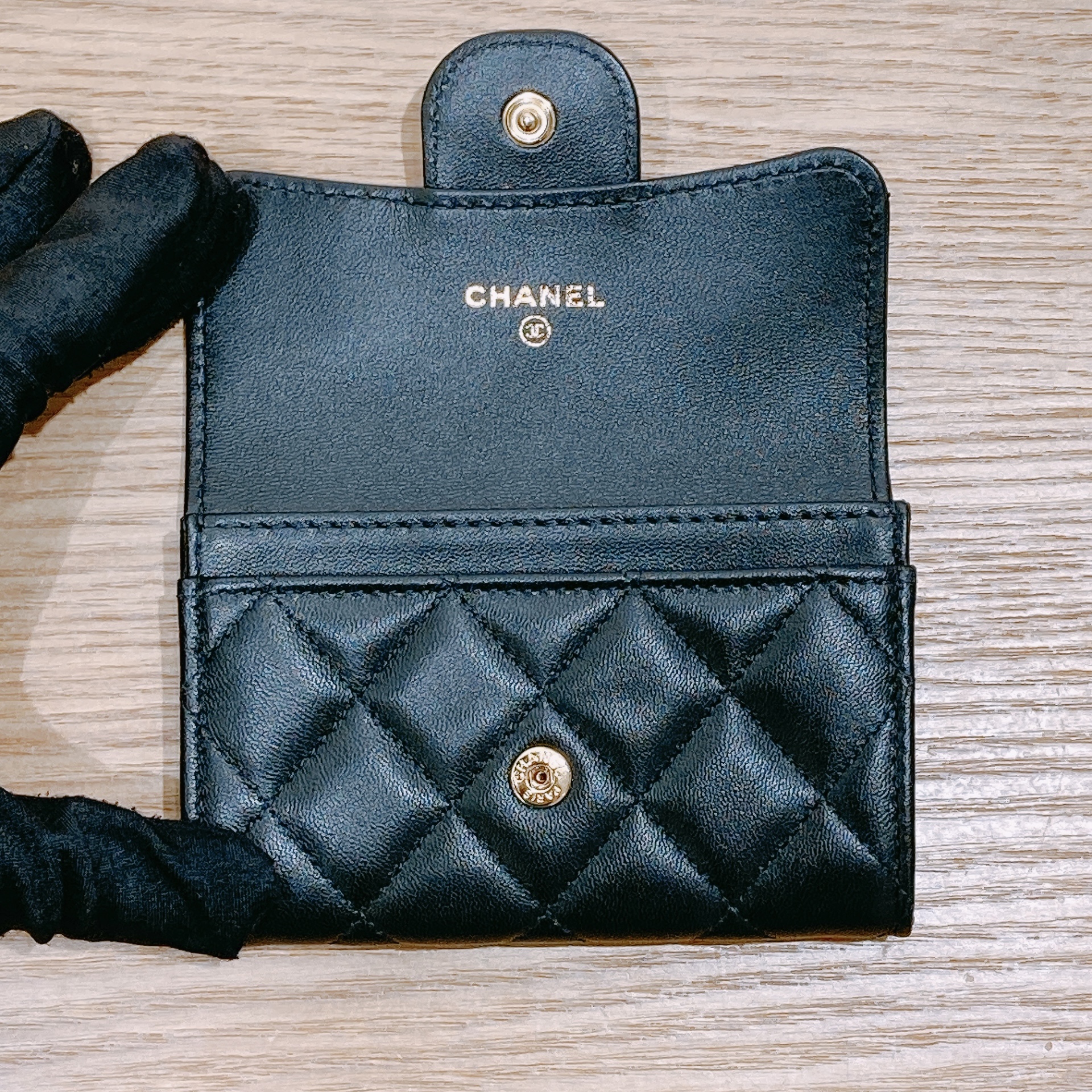 Chanel Classic Flap Card Holder Lambskin Black x GHW[New