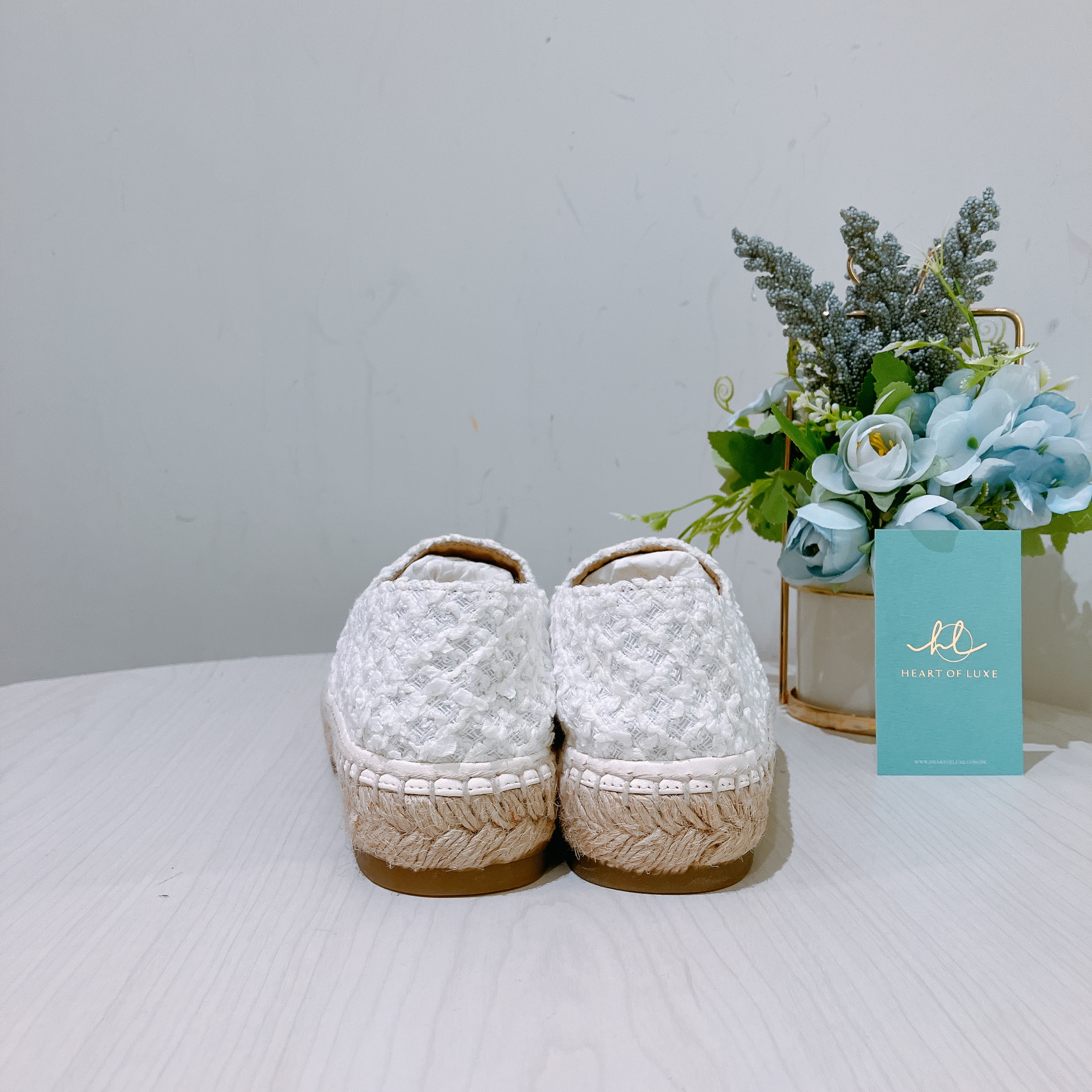 Chanel Classic CC Logo Espadrilles Shoes White x Black 37