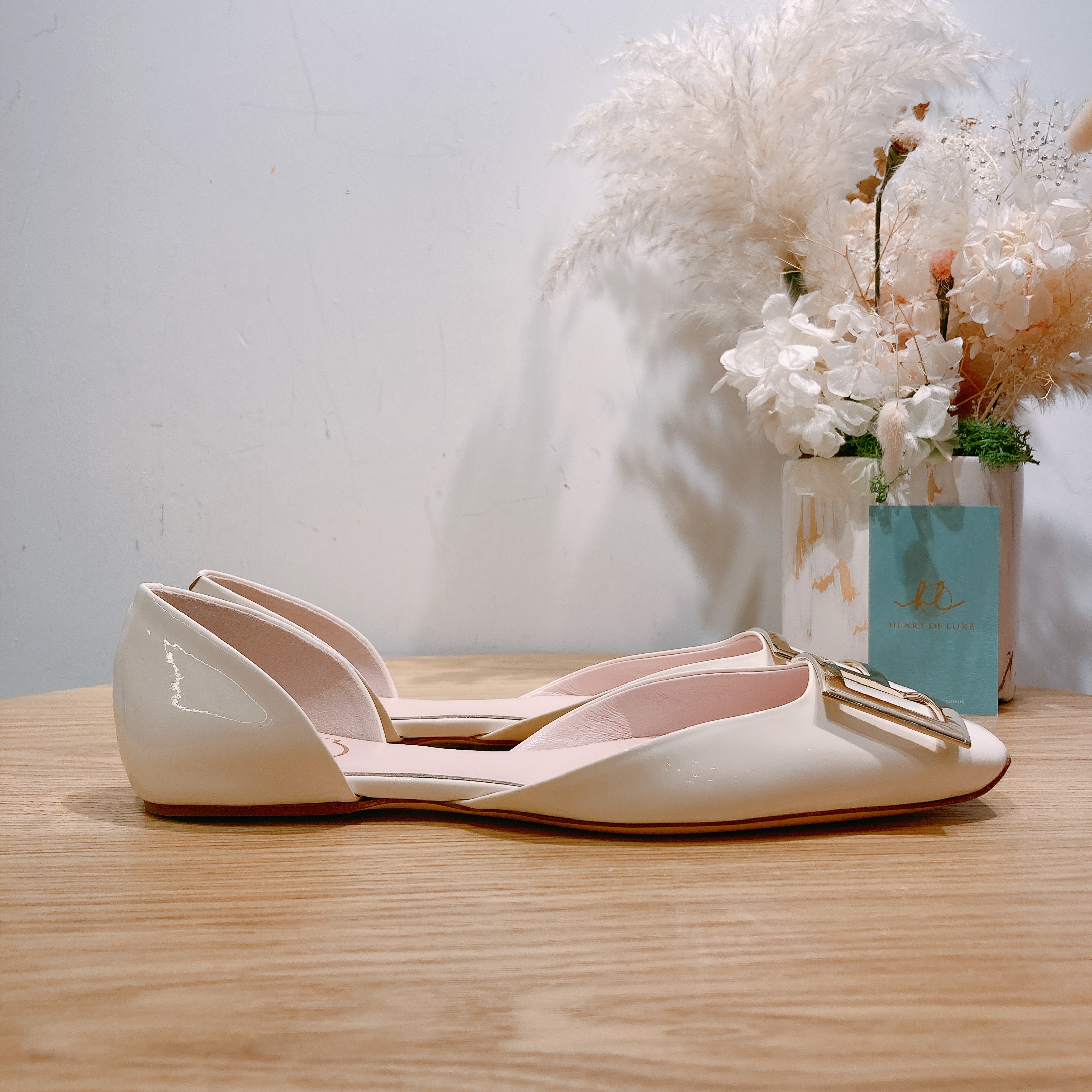 Roger Vivier Trompette Dorsay Metal Buckle Ballerinas in Patent Leather  38[New]