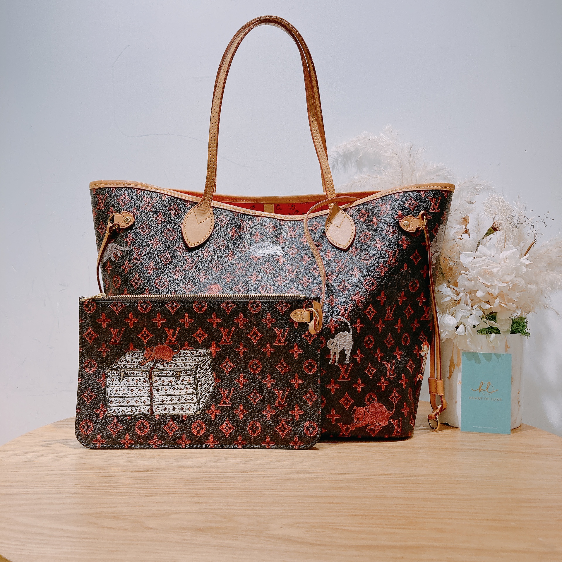 Louis Vuitton Grace Coddington Catogram Neverfull MM Pre Owned Heart of Luxe